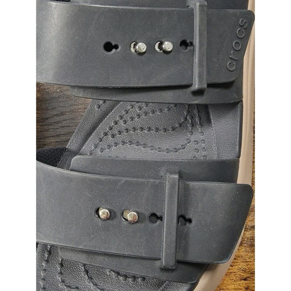Crocs Womens Brooklyn Buckle Navy Lite Ride Wedge Slide Sandals Size 9 Dbl Strap - Picture 12 of 13